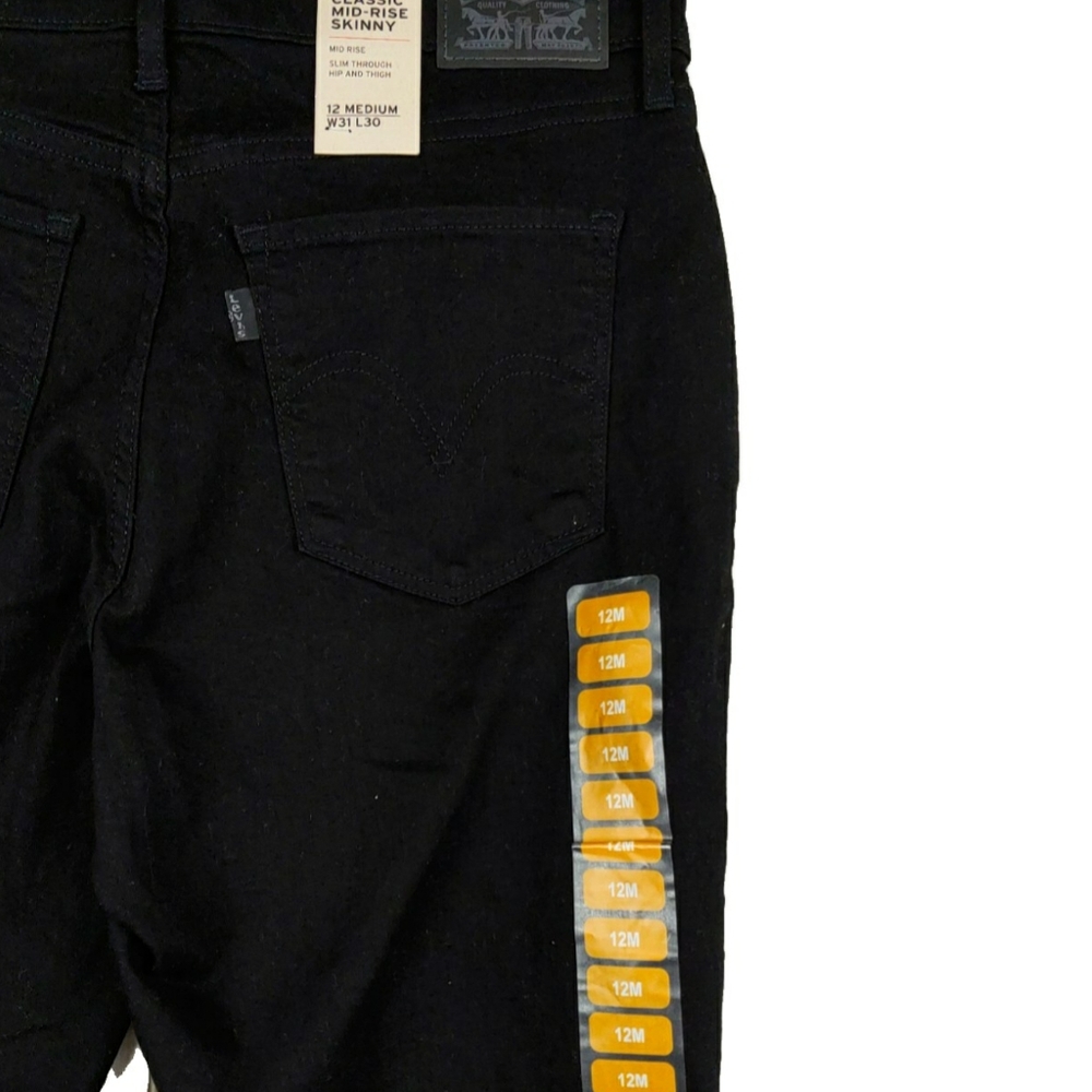 NWT Levis Wm M Black Wms 18 Mid Rise Skinny Jeans - Picture 5 of 7